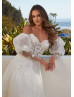 Beaded Ivory Lace Tulle Corset Back Fairytale Wedding Dress